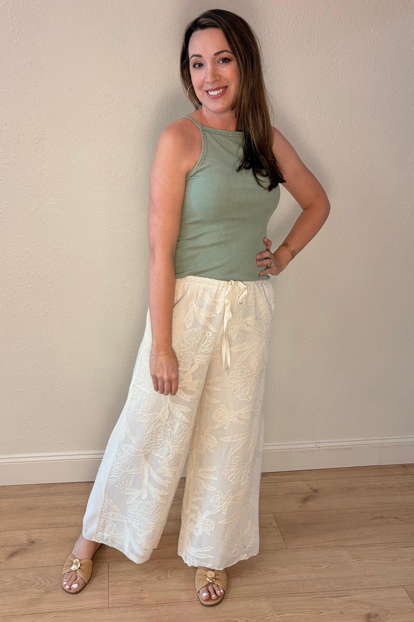 Ella Faux Crochet Wide Leg Pants