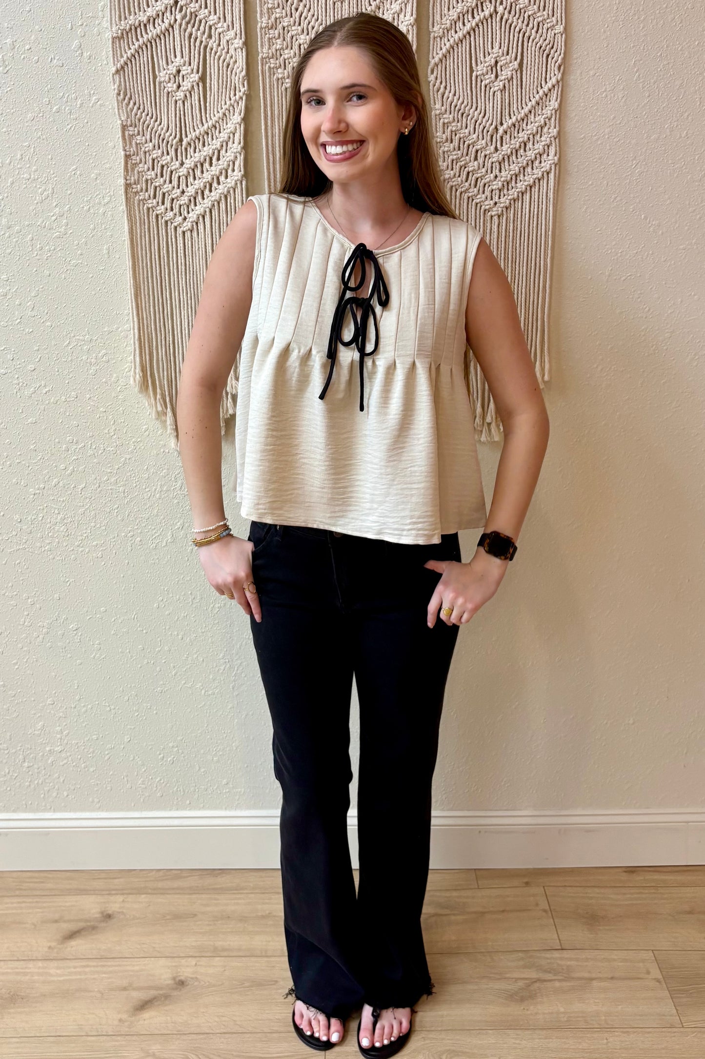 Abigail Pleated Tie Front Top