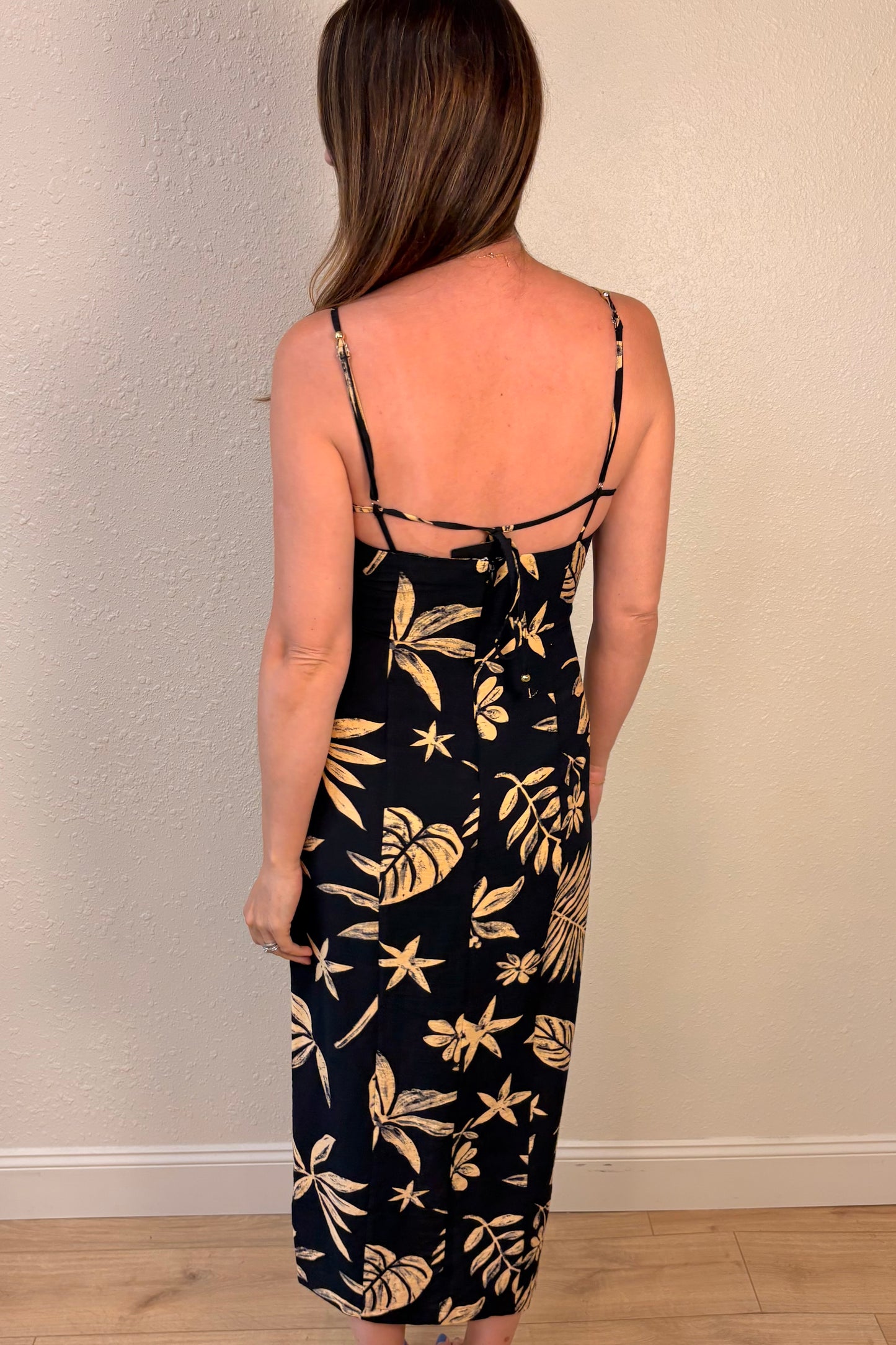 Savannah Tropical Palm Print Maxi Dress
