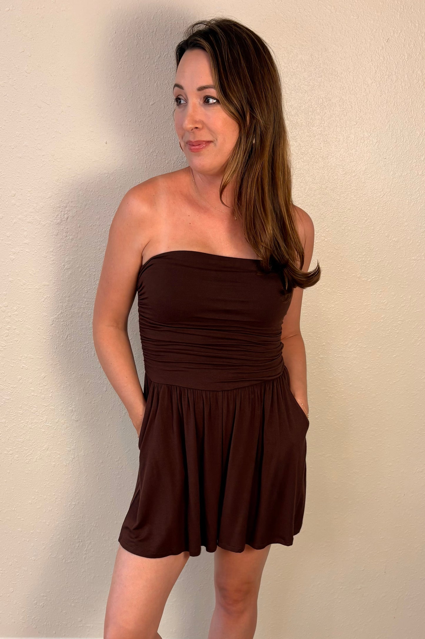 Serenity Chocolate Brown Strapless Romper