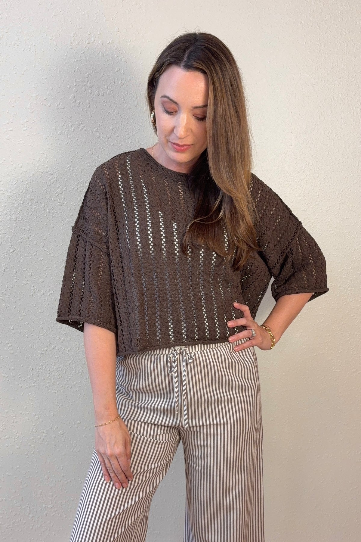 Abby Open Knit Cropped Sweater