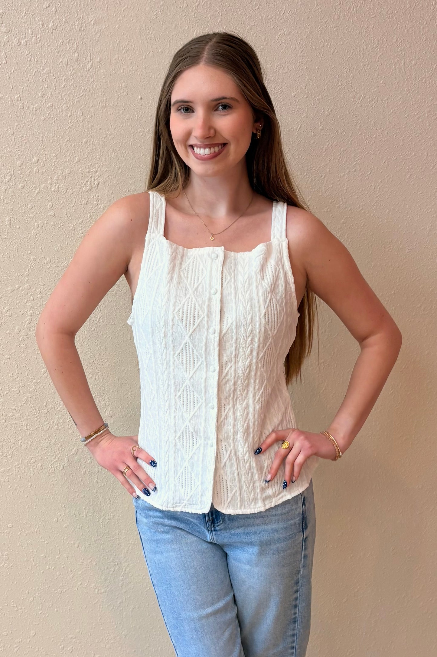 Ellie Textured Button Down Top