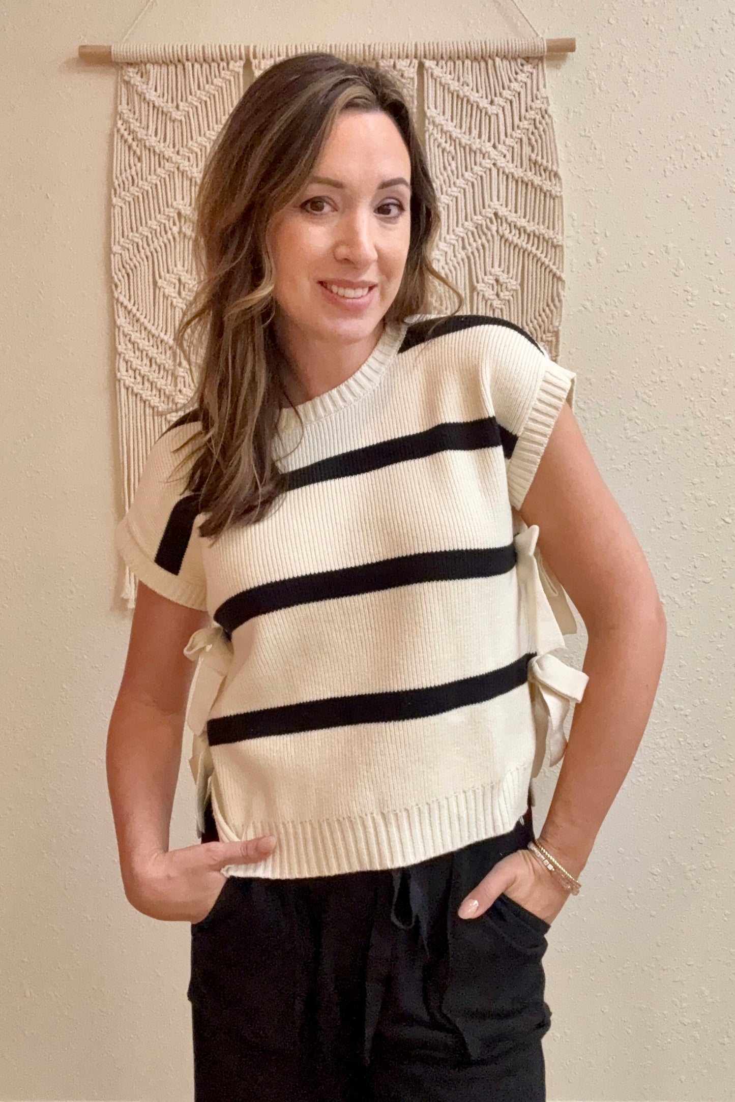 Morgan Striped Side Tie Sweater