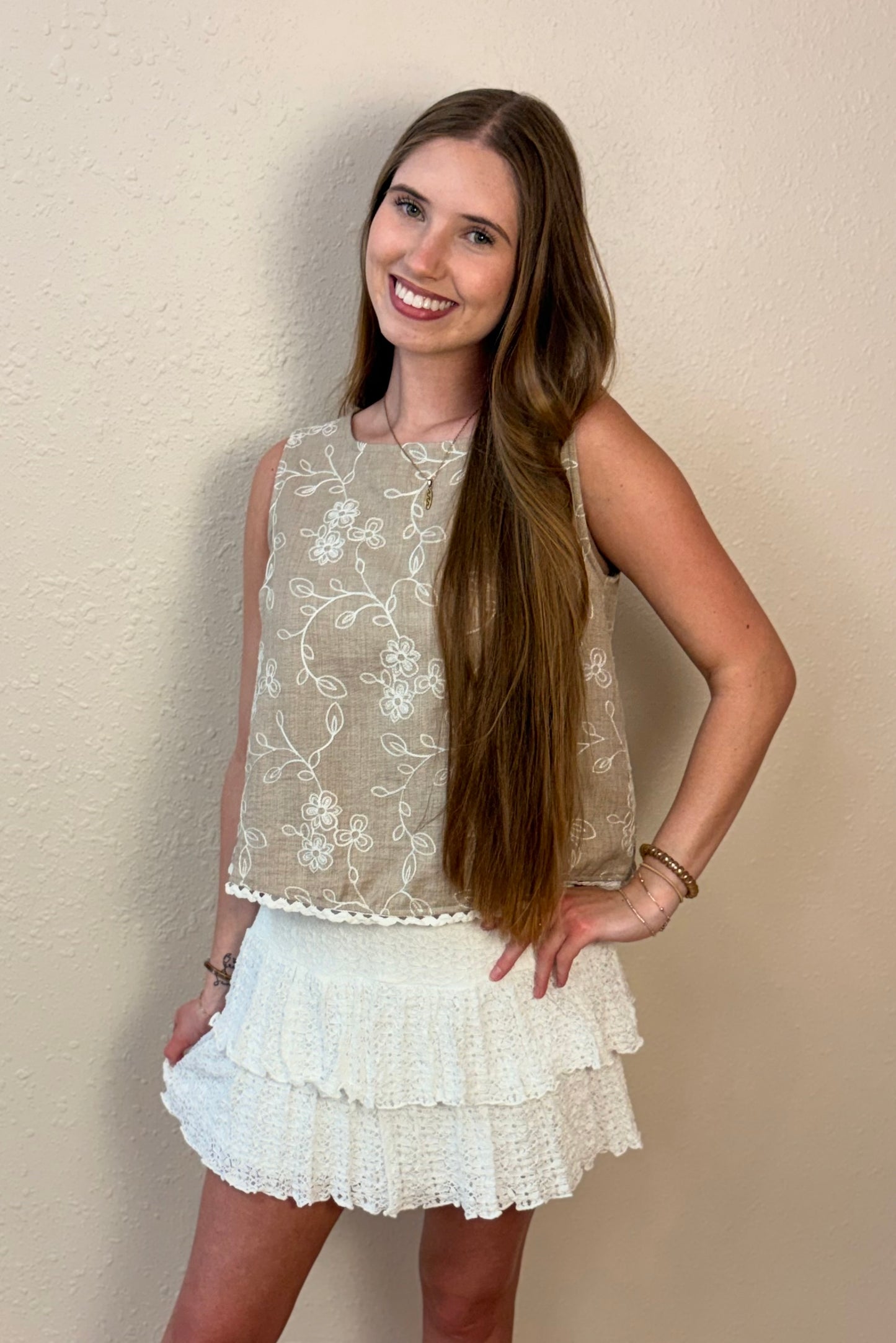 Dawn Embroidered Sleeveless Top
