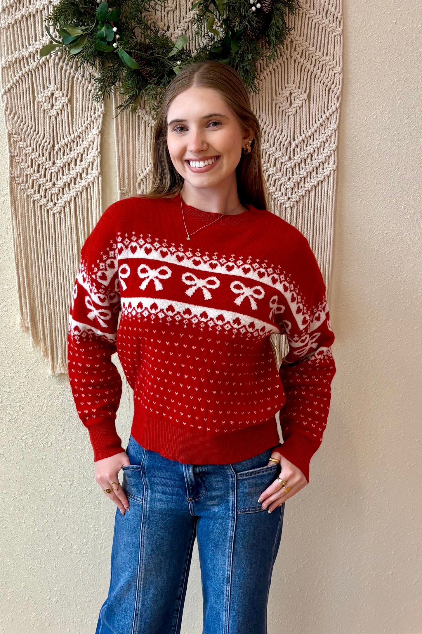 Belle Bow and Heart Sweater