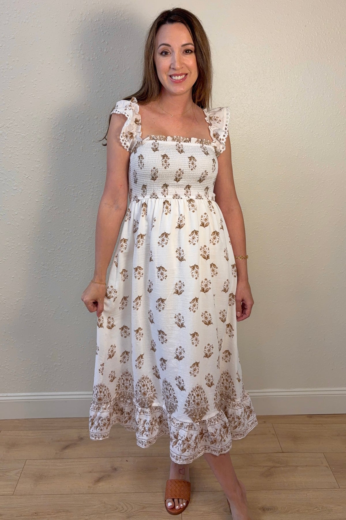 Louisa Floral Ruffle Trim Maxi Dress