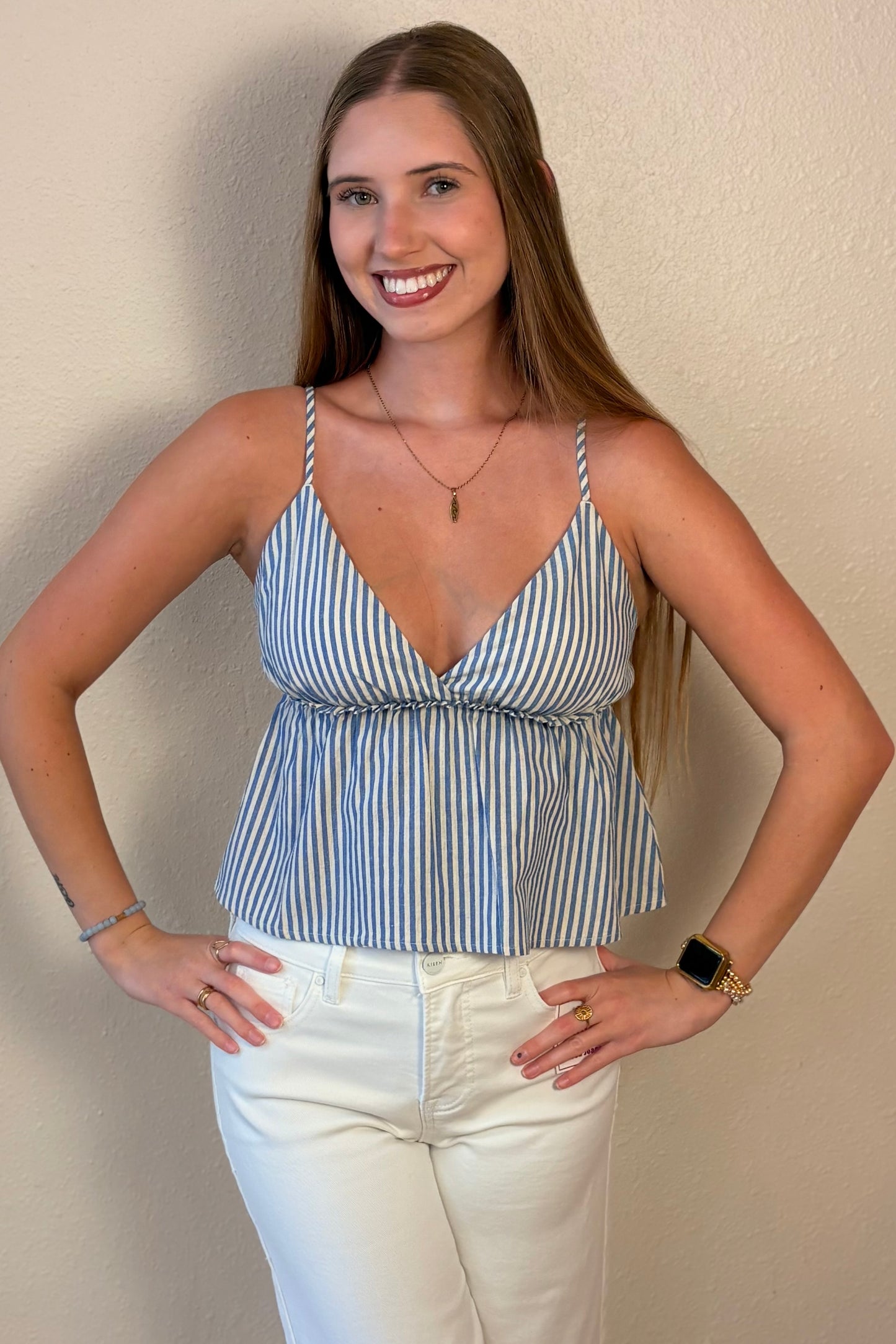 Clara Striped Babydoll Tank Top