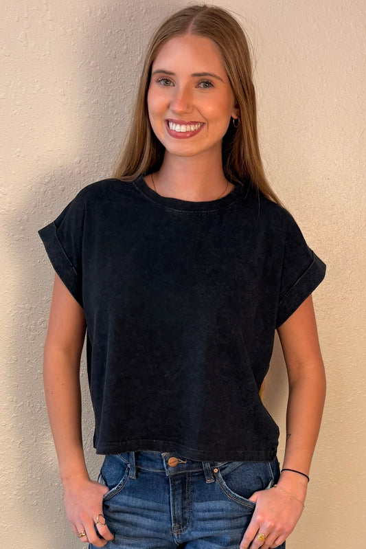 Zara Black Mineral Wash T-Shirt