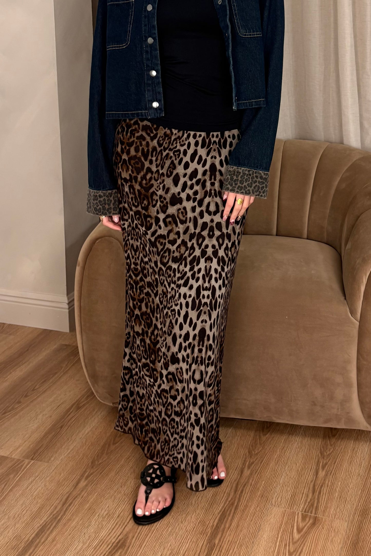Blair Mesh Leopard Midi Skirt