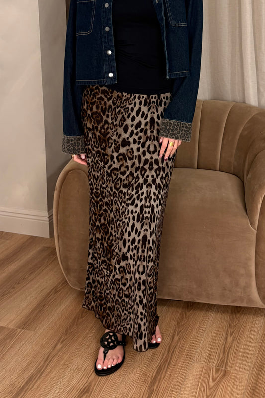 Blair Mesh Leopard Midi Skirt