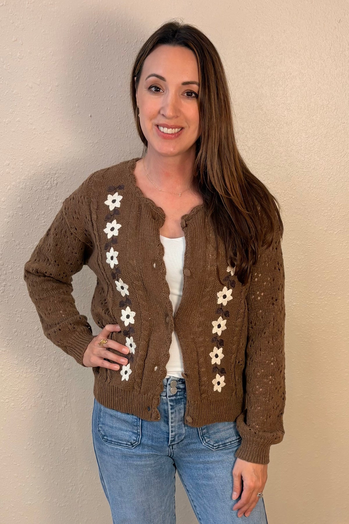 Brooke Floral Embroidered Cardigan Sweater