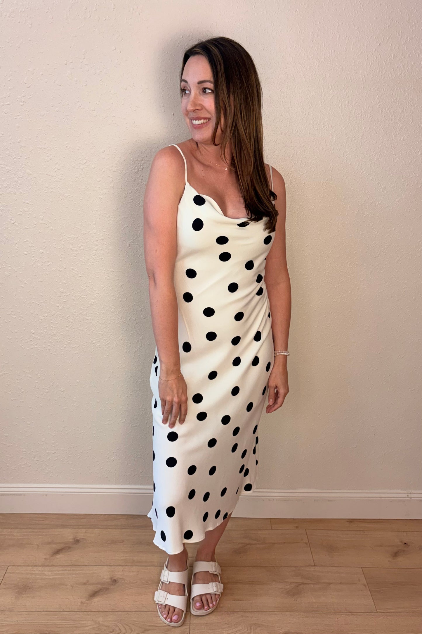 Harlow Polka Dot Cowl Neck Dress