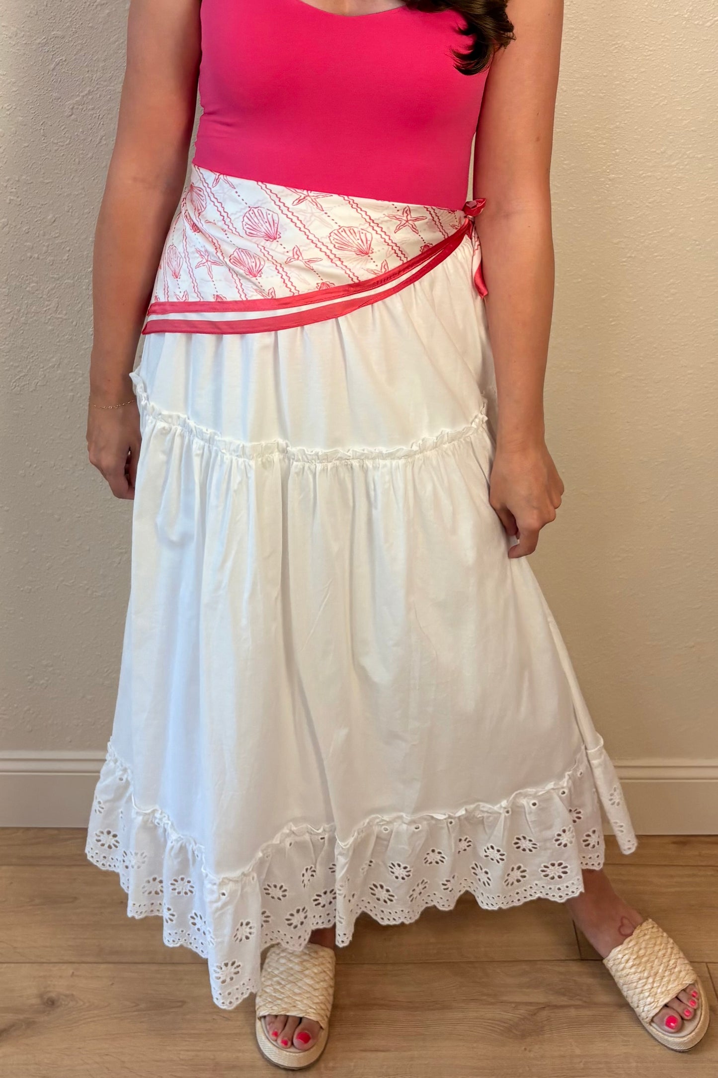 Haven Eyelet Hem White Maxi Skirt