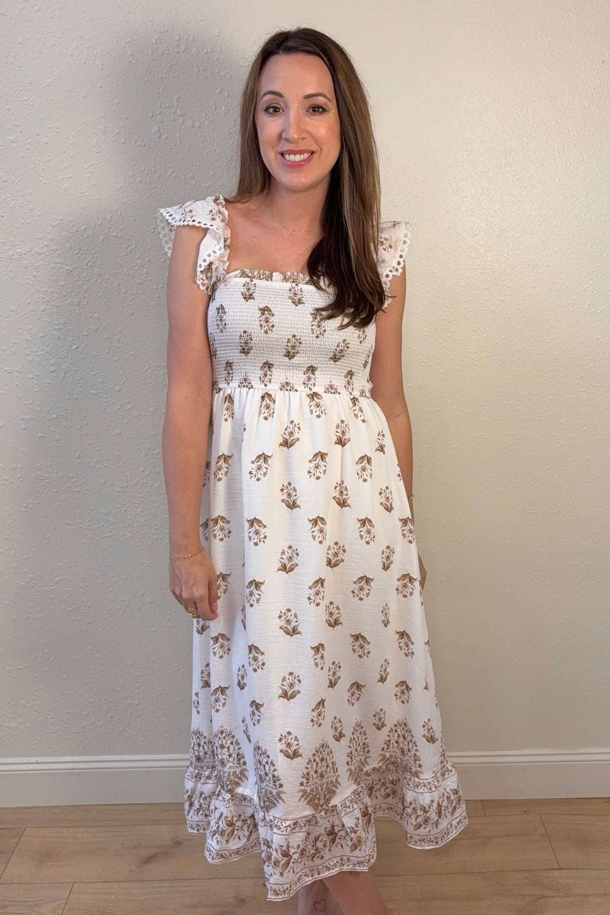 Louisa Floral Ruffle Trim Maxi Dress
