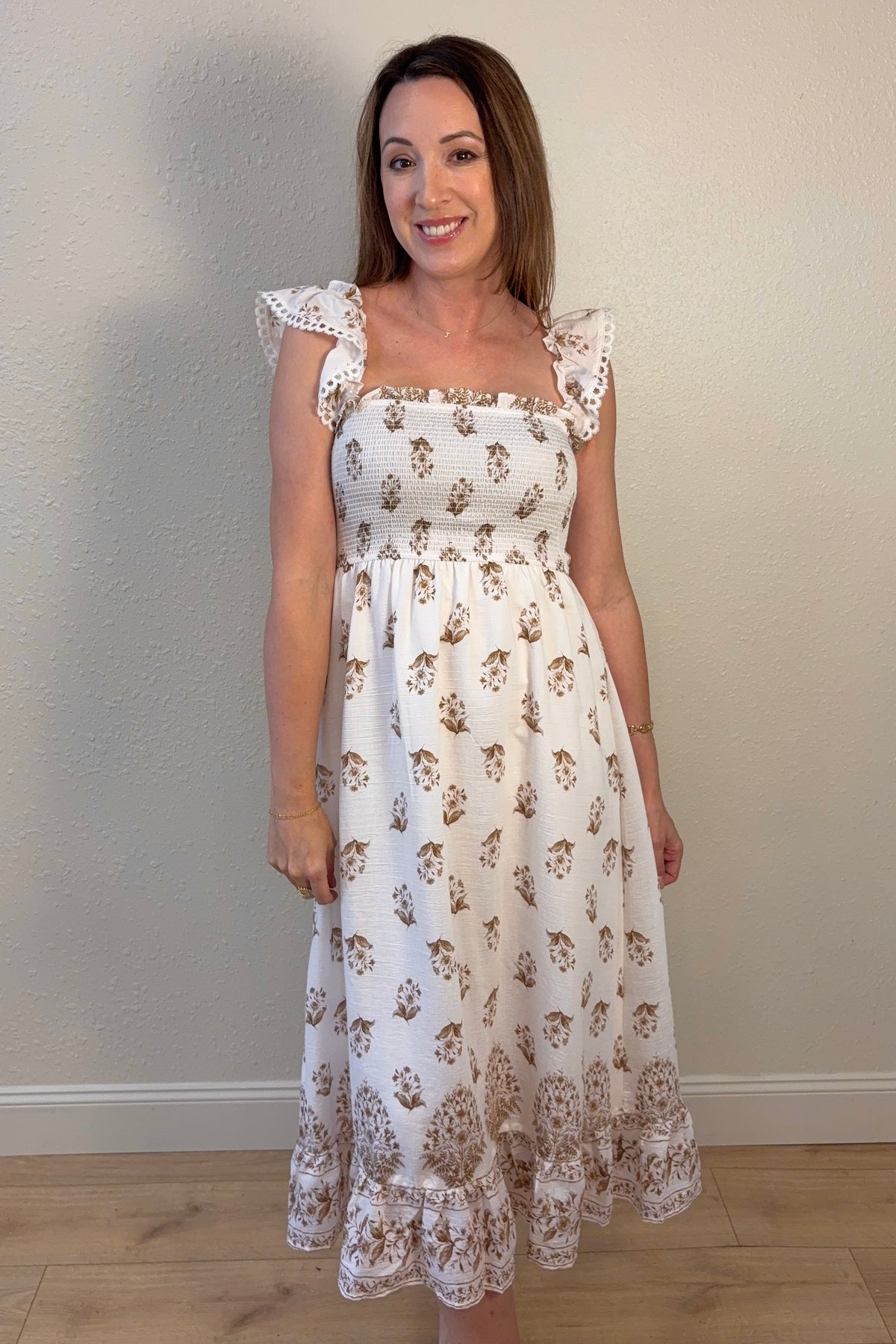 Louisa Floral Ruffle Trim Maxi Dress