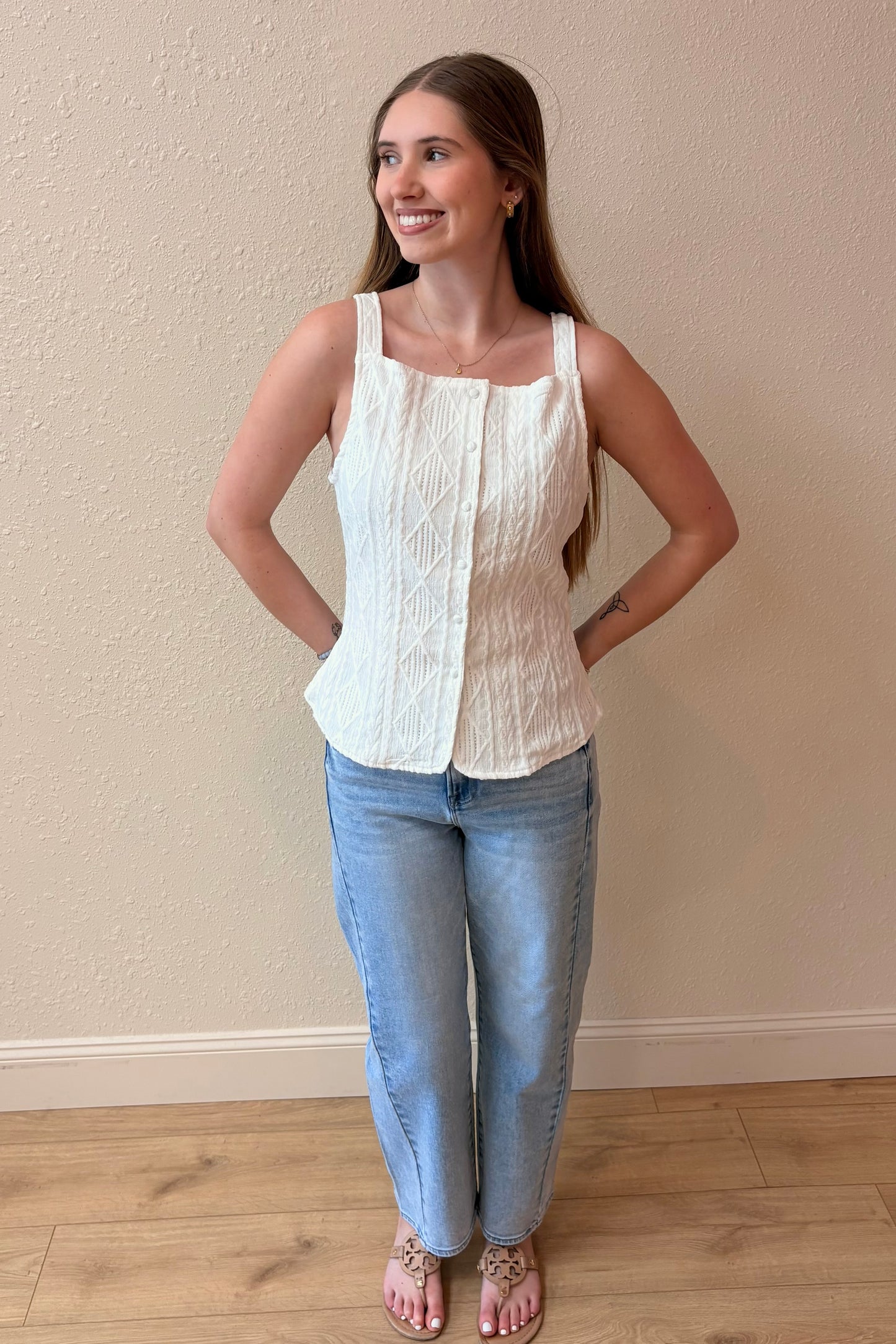 Ellie Textured Button Down Top
