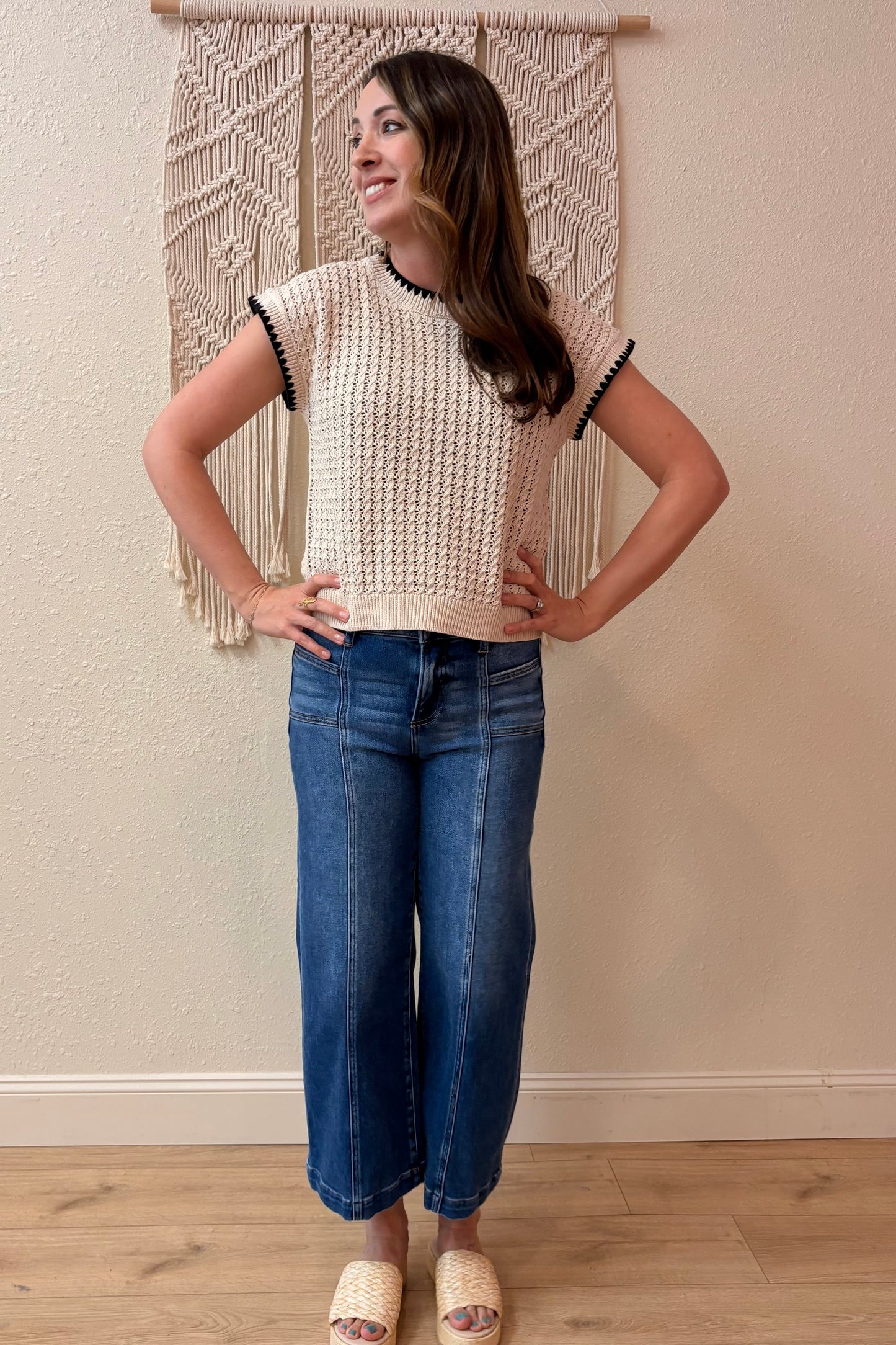 Caroline Short Sleeve Crochet Top