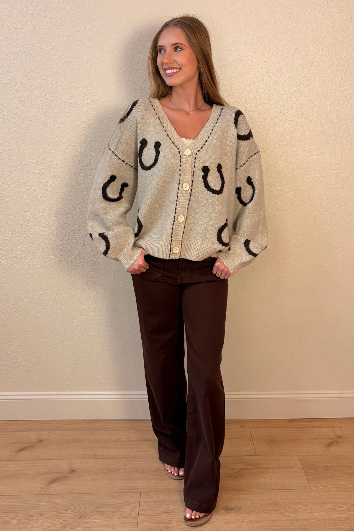Morgan Horseshoe Print Cardigan Sweater