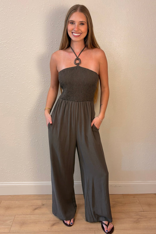 Sabrina Halter Wide Leg Jumpsuit