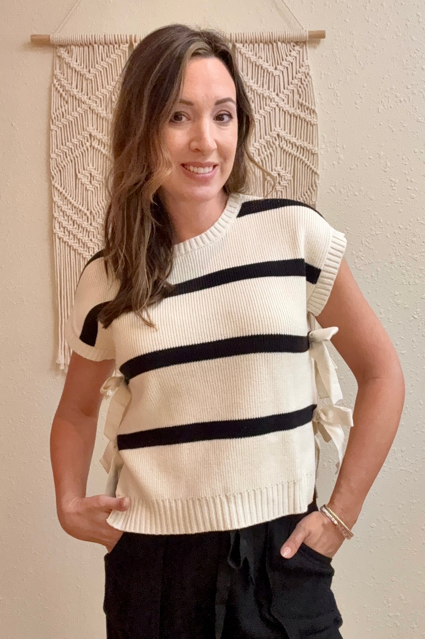 Morgan Striped Side Tie Sweater