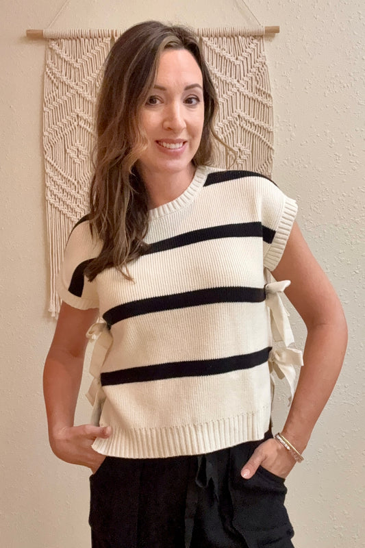 Morgan Striped Side Tie Sweater