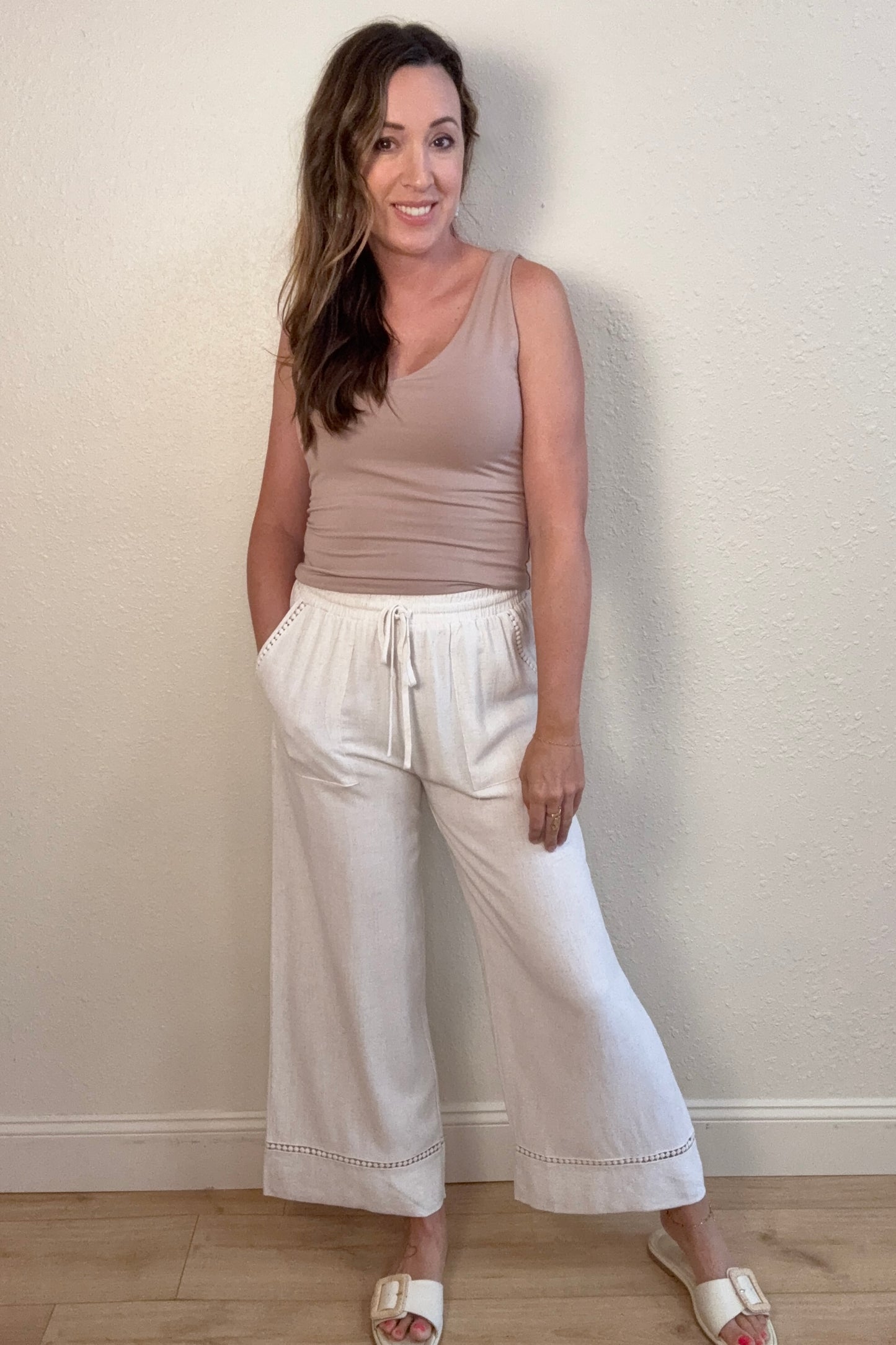 Avery Linen Blend Crochet Detail Pants
