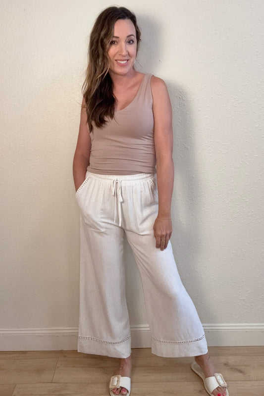Avery Linen Blend Crochet Detail Pants