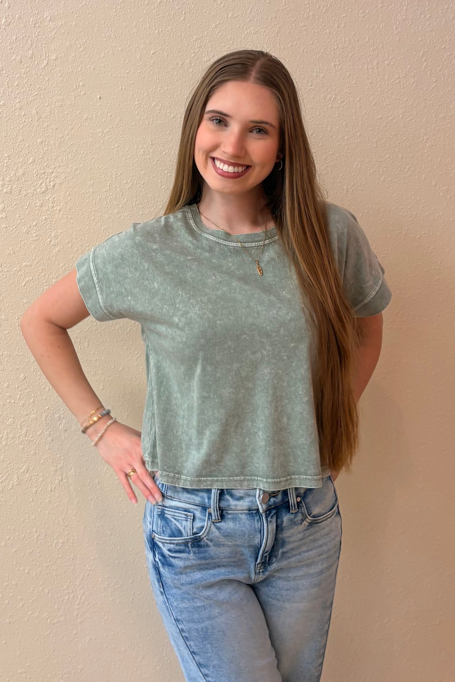 Gianna Green Short Sleeve Tee Shirt