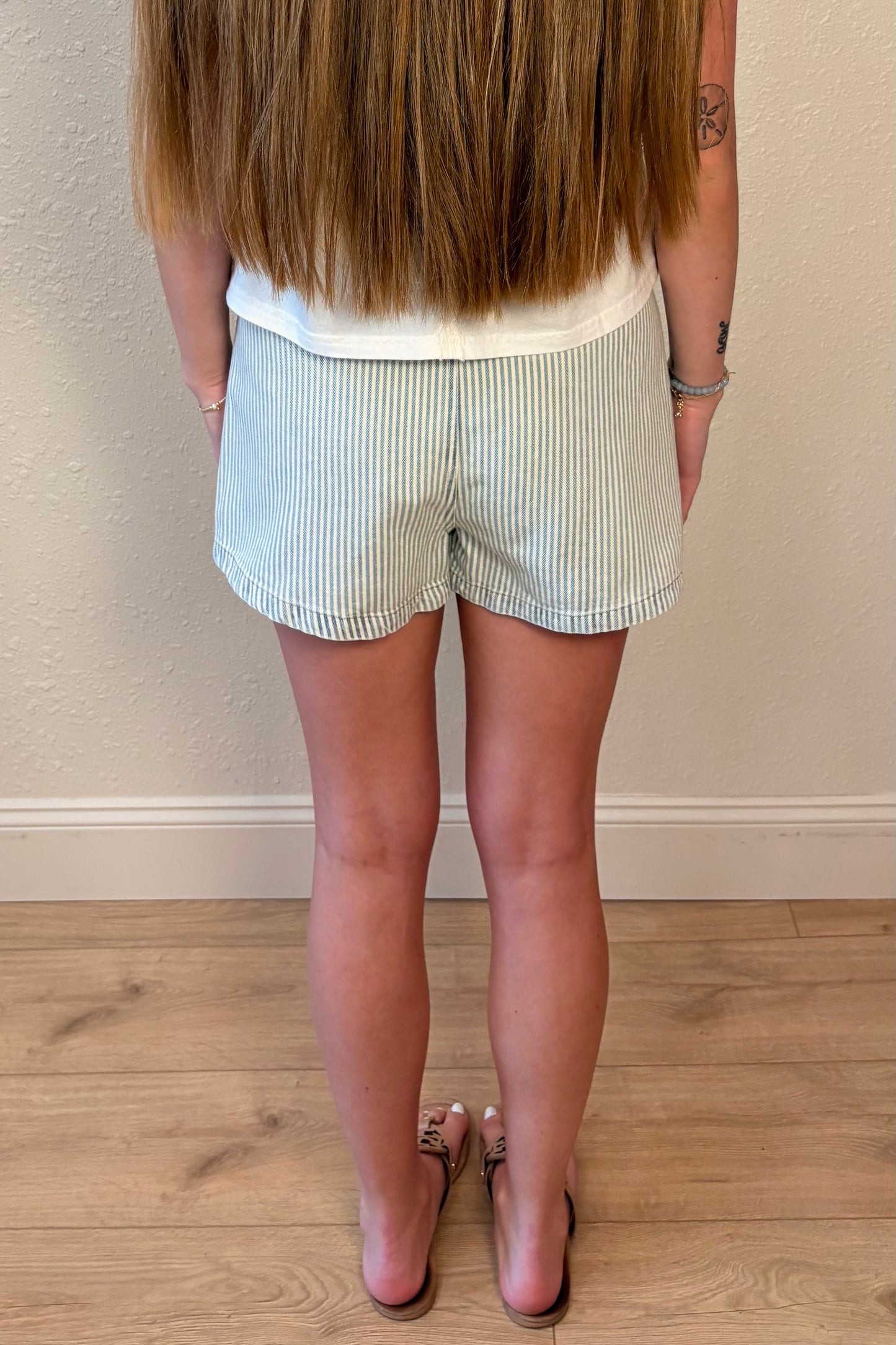 Paloma Stripe Wrap Denim Skort