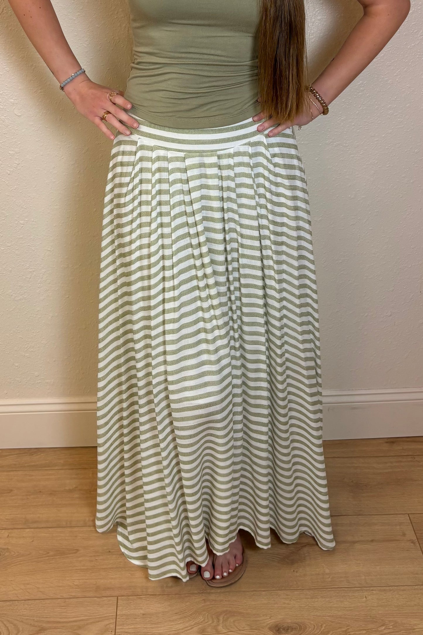Camila Sage Stripe Maxi Skirt