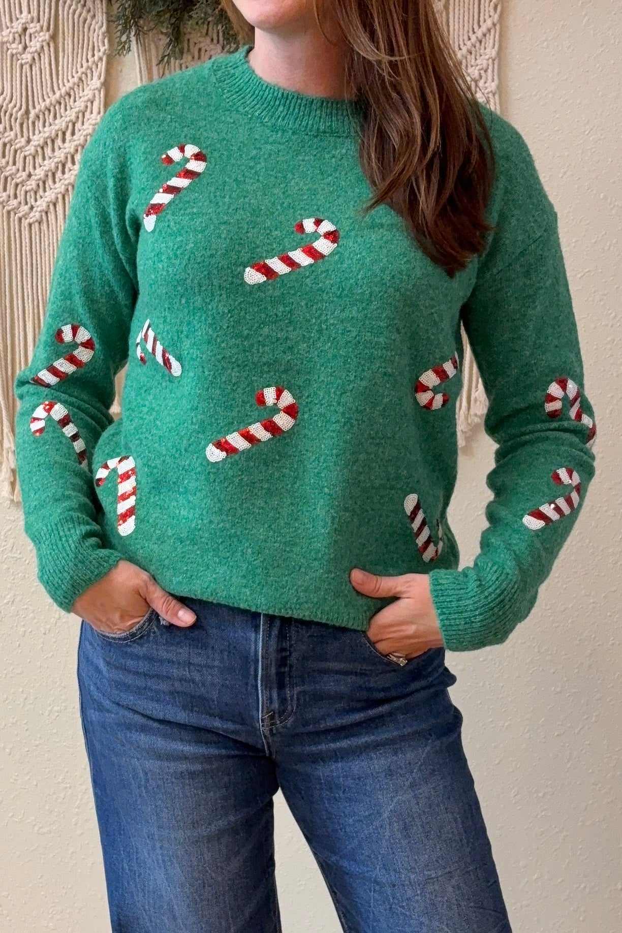 Candy Cane Sequin Sweater