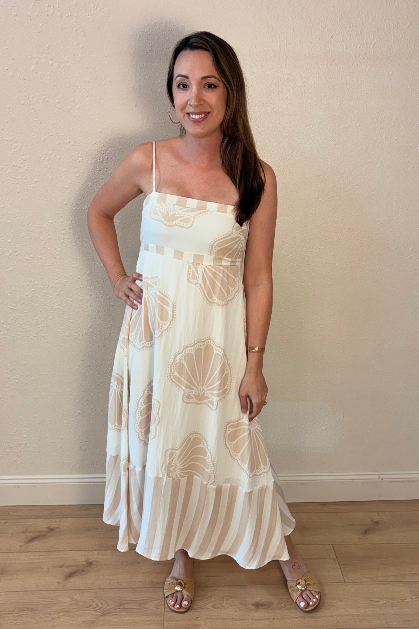 Sally Seashell Print Maxi Dress