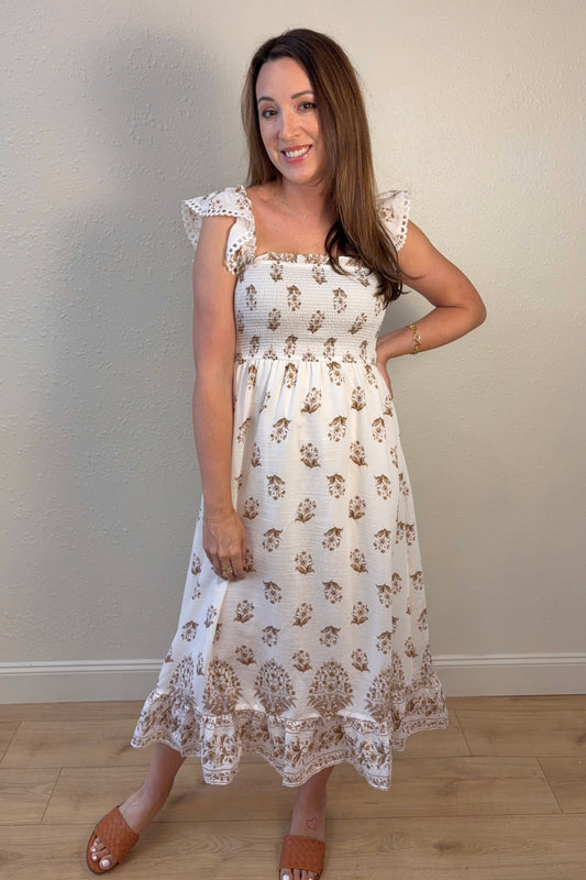 Louisa Floral Ruffle Trim Maxi Dress