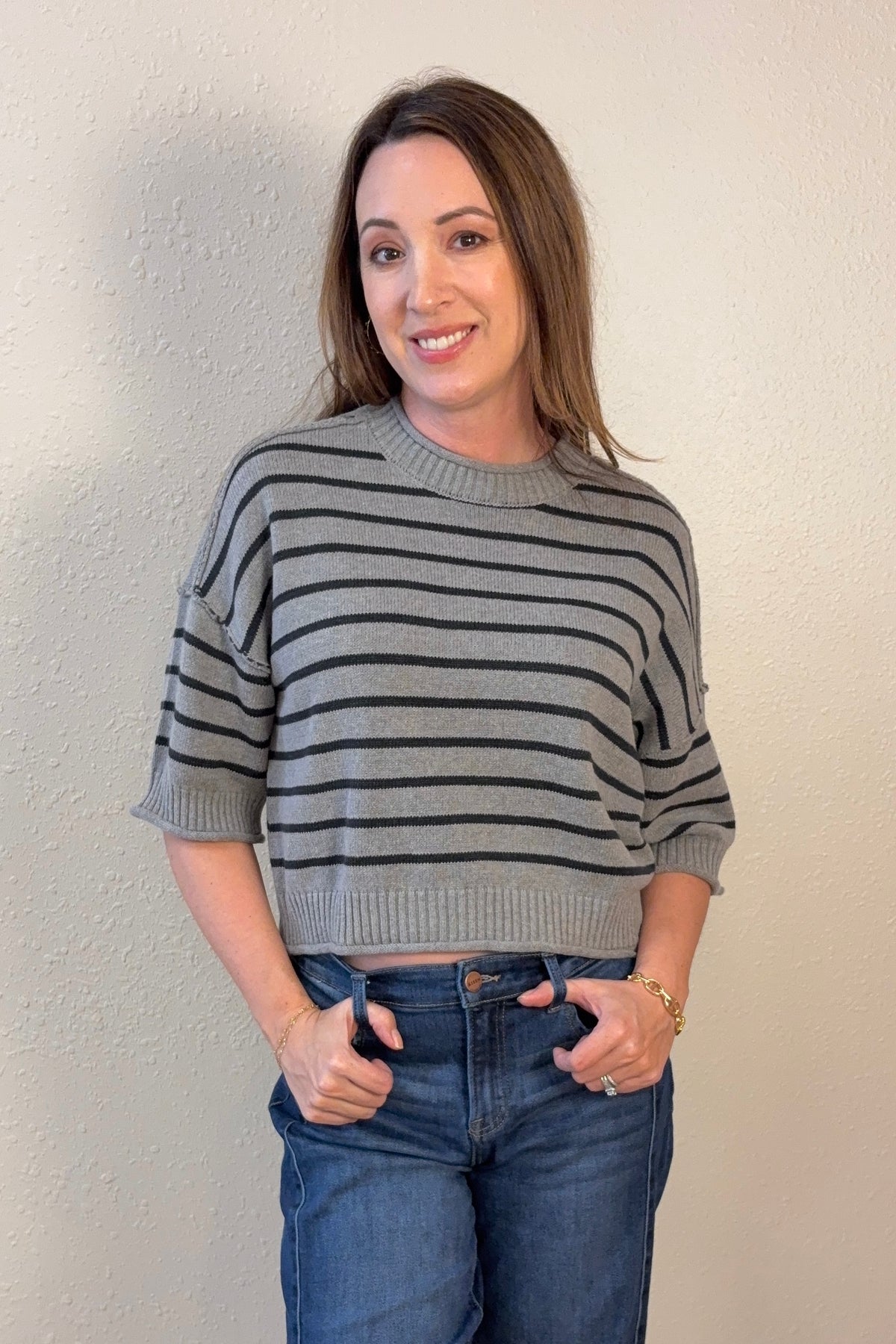 Ramona Exposed Seam Striped Sweater