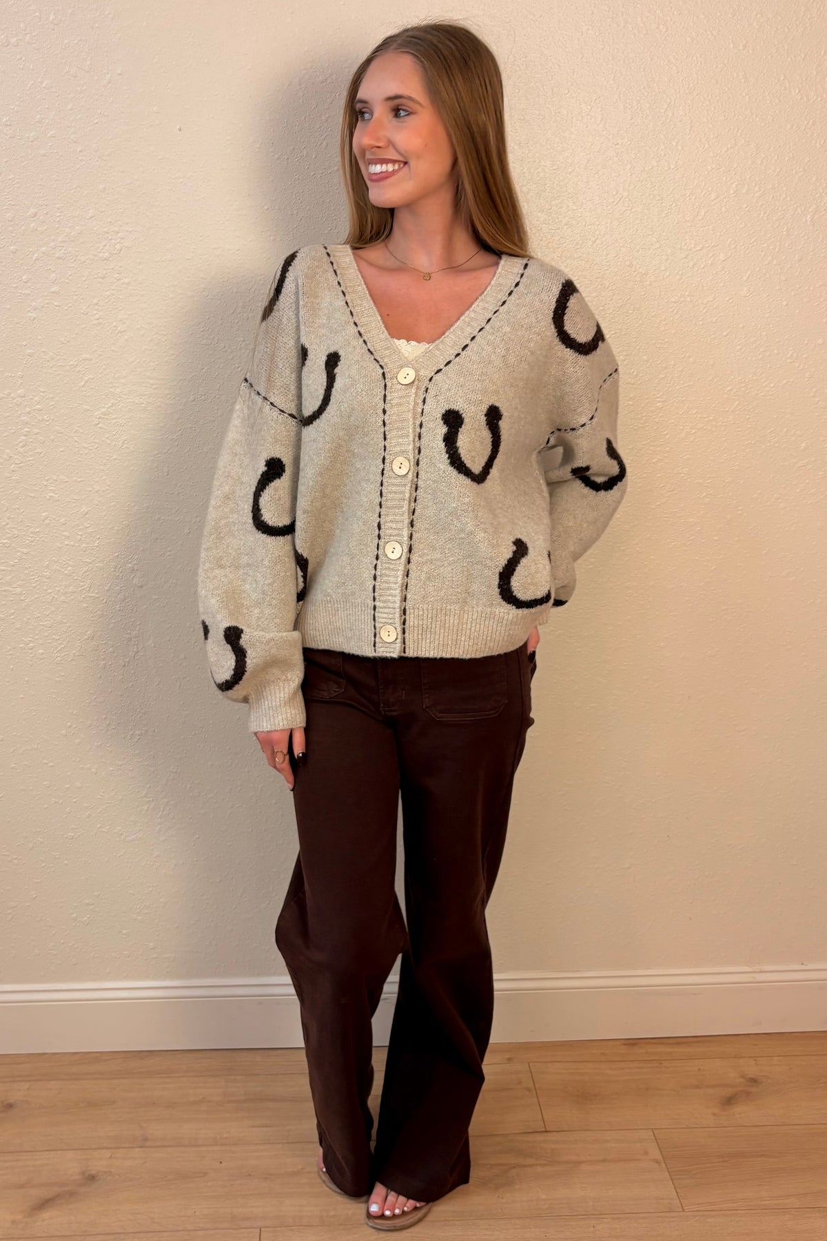 Morgan Horseshoe Print Cardigan Sweater