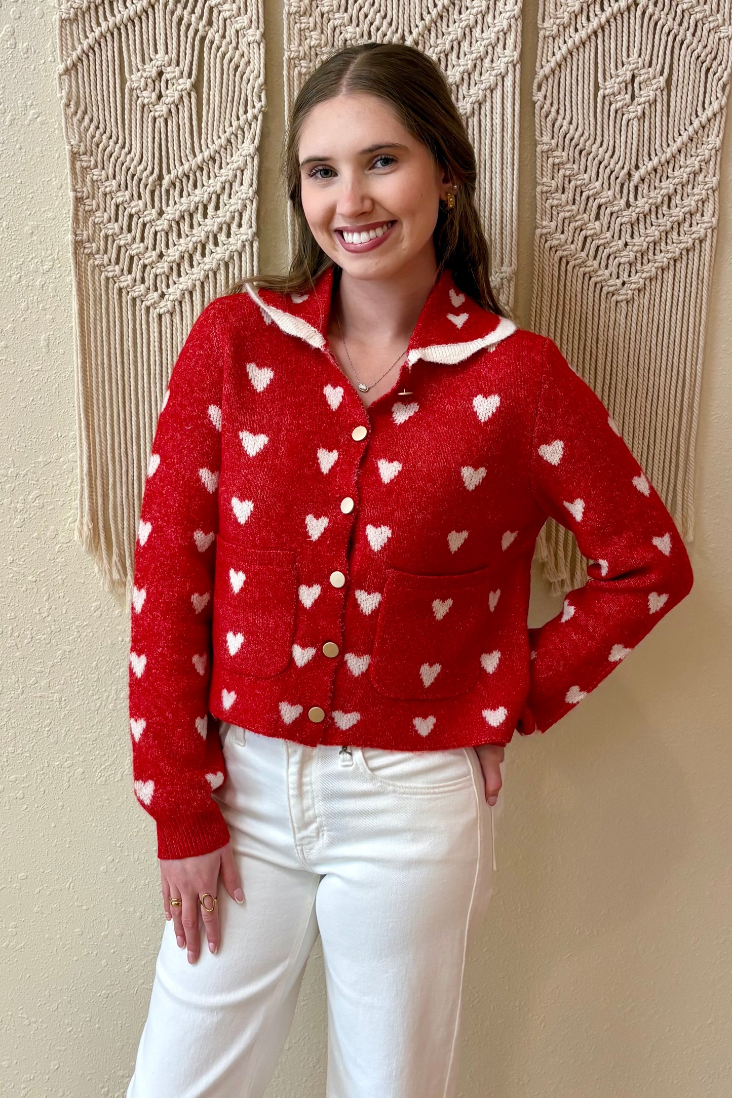 Lila Heart Cardigan Sweater