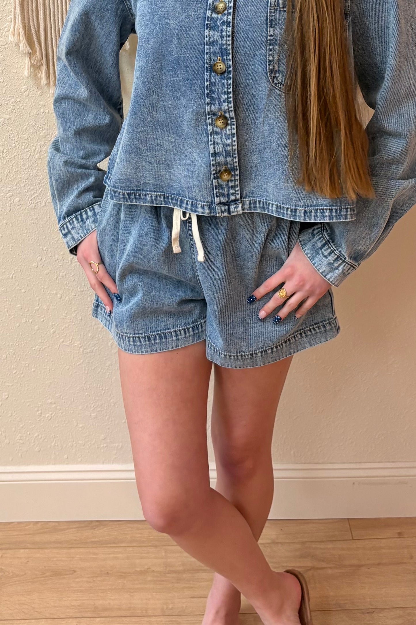 Monica Denim Tie Front Shorts