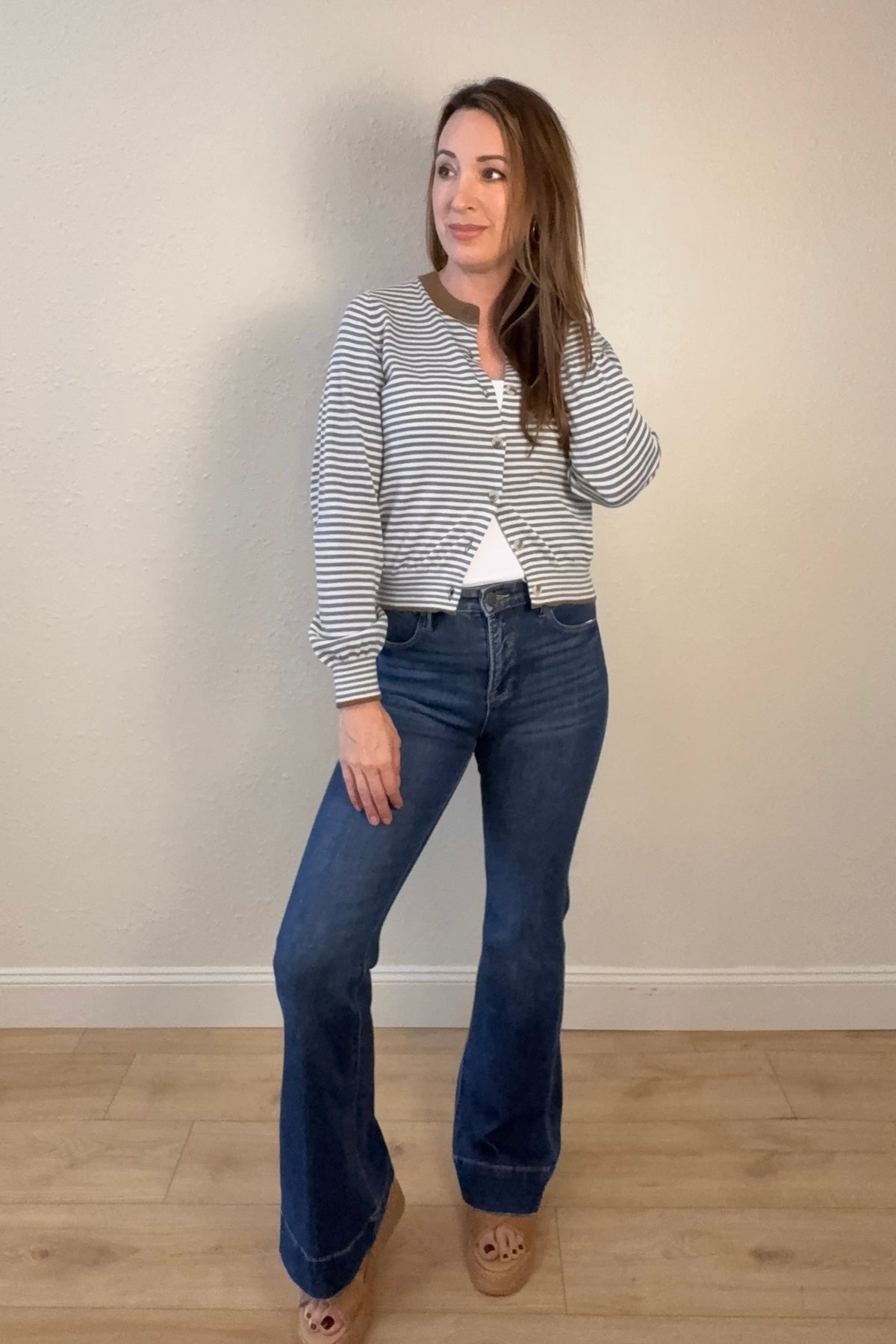 Juliette Blue Stripe Cardigan Sweater