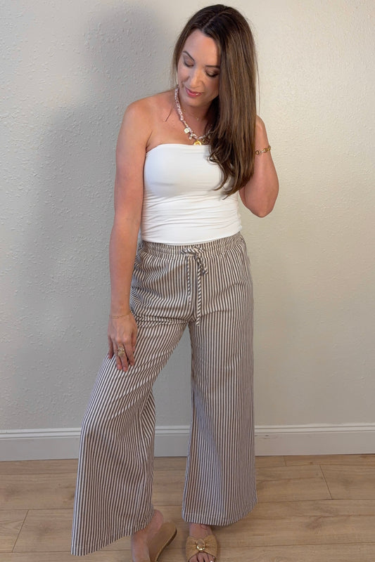 Emma Brown Striped Wide Leg Pants