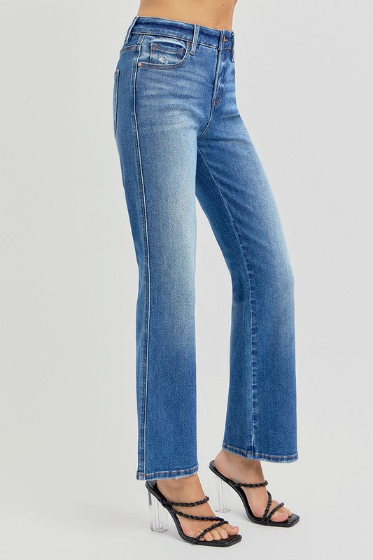 Risen High Rise Straight Leg Ankle Jeans