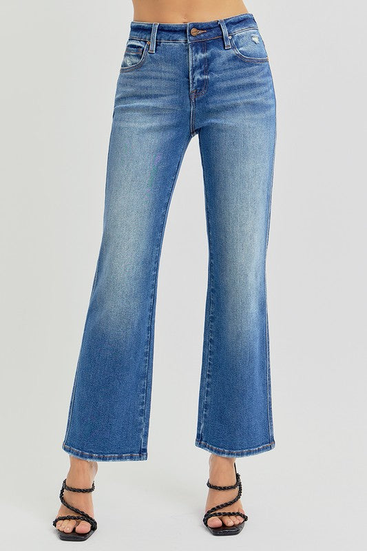 Risen High Rise Straight Leg Ankle Jeans
