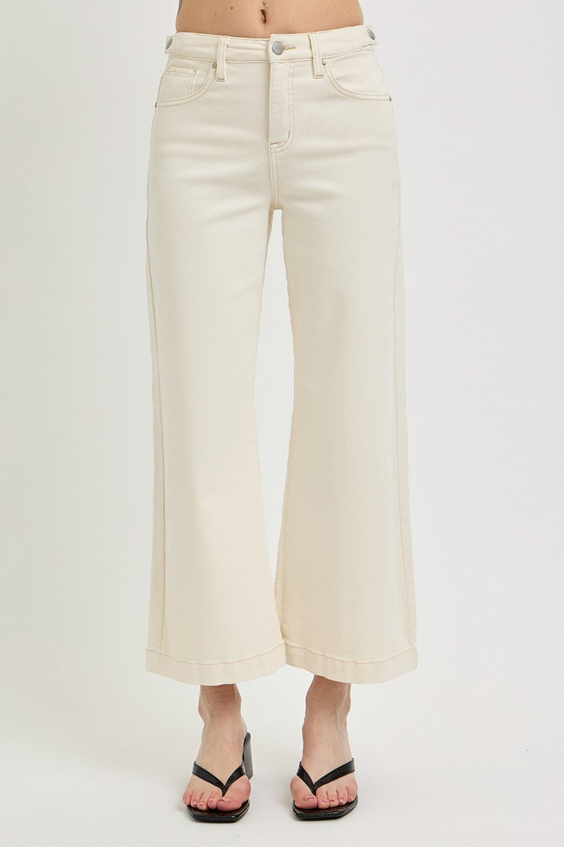 Risen Ivory Wide Leg Crop Jeans
