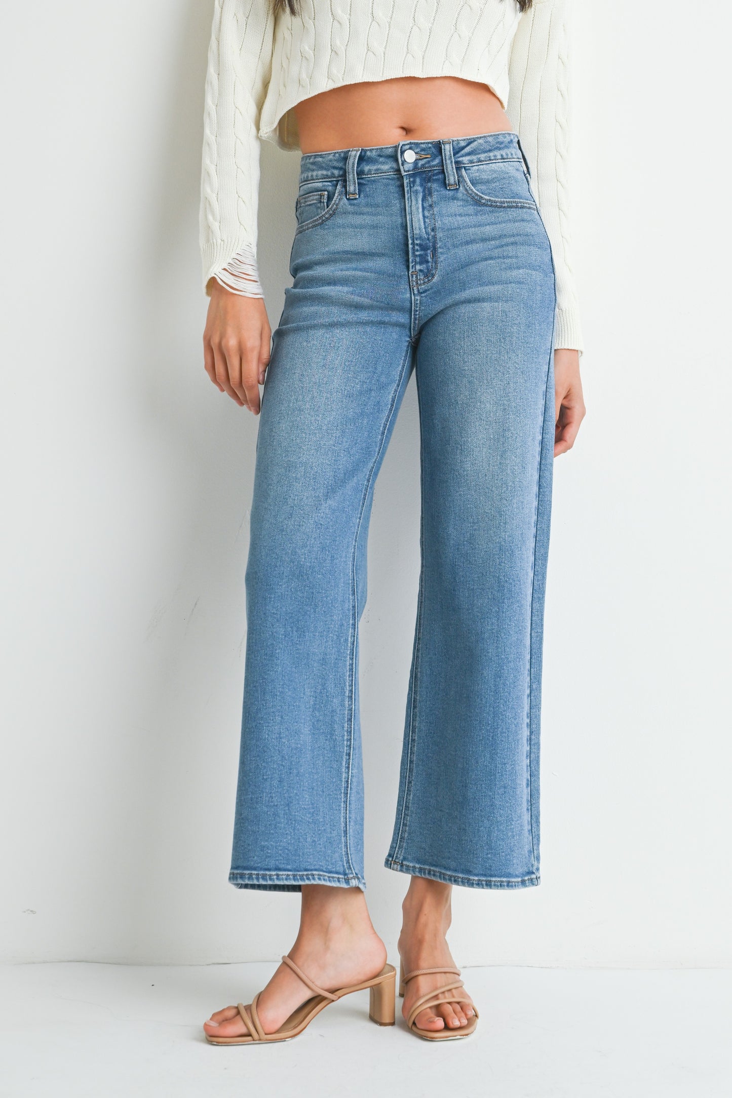 Just USA Slim Wide Leg Jean Medium Wash