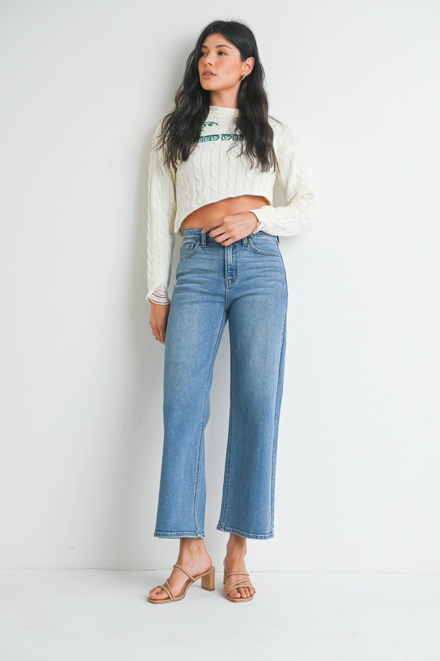 Just USA Slim Wide Leg Jean Medium Wash