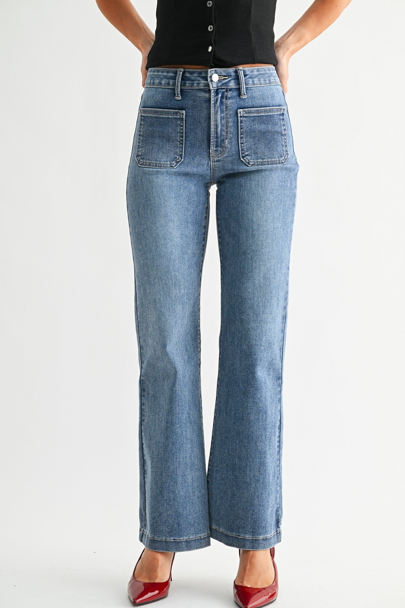 Just USA Mini Patch Pocket Flare Jean