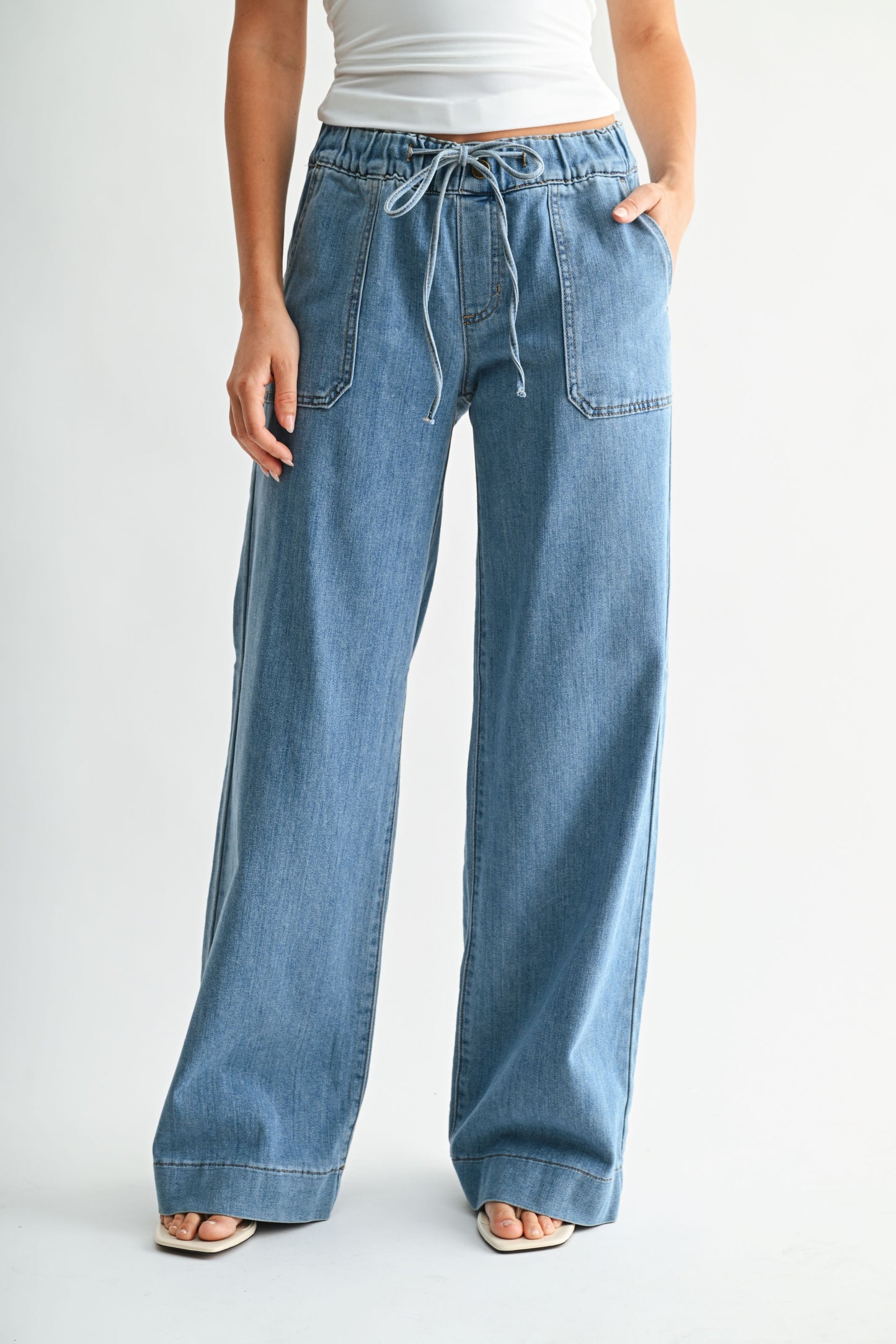 Just USA Wide Leg Tie Front Jeans