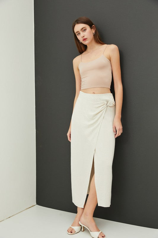 Lily Natural Midi Linen Wrap Skirt