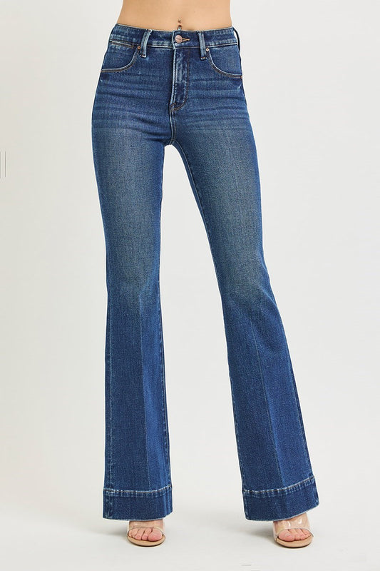 Risen High Rise Dark Wash Flare Jeans