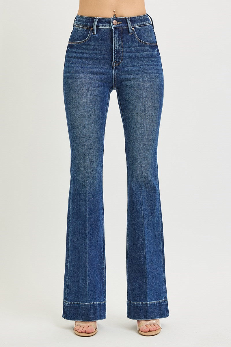 Risen High Rise Dark Wash Flare Jeans