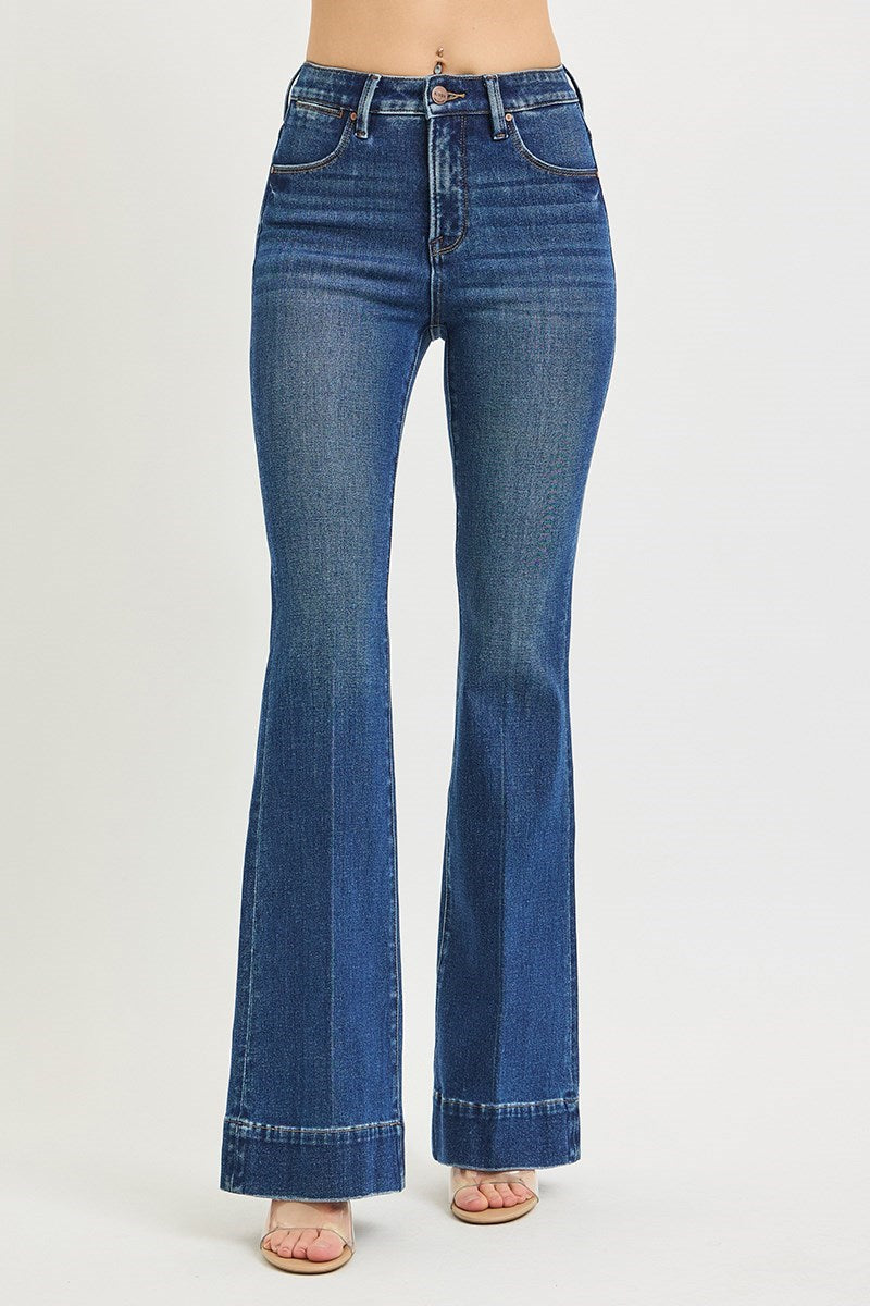 Risen High Rise Dark Wash Flare Jeans